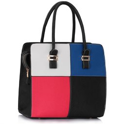 Dámská kabelka Ashley Multi Squares Černá s bílou, modrou, růžovou