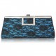 Emerald Elegant Floral Satin Lace Clutch Bag