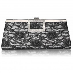 White Elegant Floral Satin Lace Clutch Bag