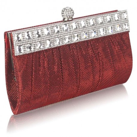 Red Ruched Satin Clutch