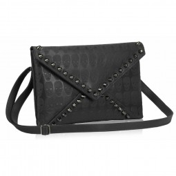 Grey Skull Flapover Clutch Purse